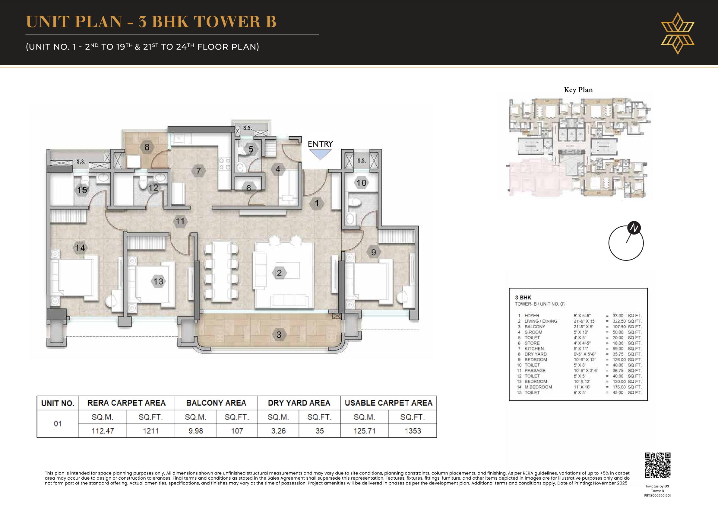 3 BHK Floor Plan